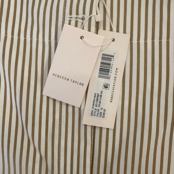 Rebecca Taylor Striped Pants - White and Brown NWT SZ 10 - Picture 3 of 3